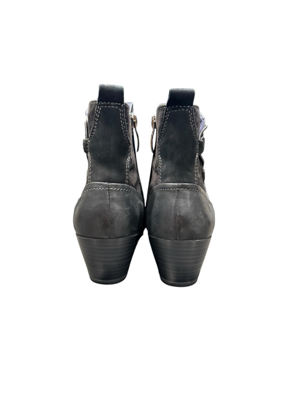 Tamaris Black Leather Ankle Boots Block Heel Side Zip EU 39 - Picture 4 of 11